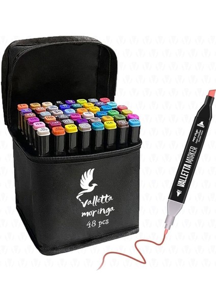 Moringa 48'li Çift Taraflı Art Marker Keçeli Seti Çantalı