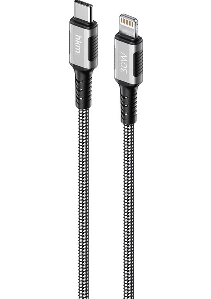 Hkm Tech Dynamıc 30W Hızlı Şarj, Mıknatıslı, Type-C To Lightning Şarj ve Data Aktarım Kablosu, 1 Metre, Siyah