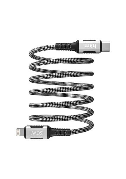 Hkm Tech Dynamıc 30W Hızlı Şarj, Mıknatıslı, Type-C To Lightning Şarj ve Data Aktarım Kablosu, 1 Metre, Siyah modelleri