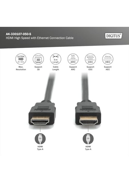 5m Yüksek Hızlı HDMI With Ethernet Bağlantı Kablosu AK-330107-050-S fiyatları
