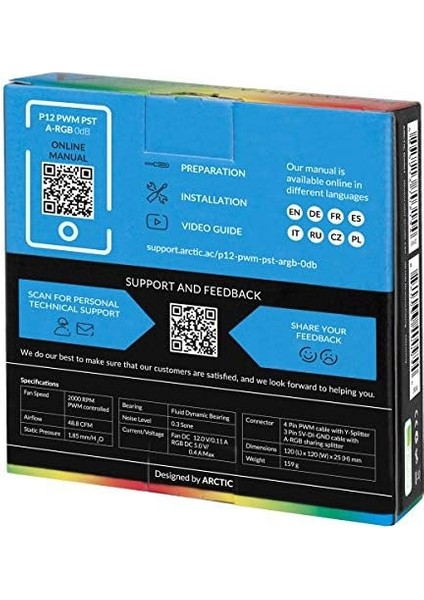 Arctıc P12 Pwm Pst A-Rgb - 120 mm Pwm Kasa Fanı, Statik Basınç Için Optimize Edilmiştir, Kasa Fanı, Yarı Pasif: 200 – 2000 Devir/dakika. (0 U/dk. fiyatları