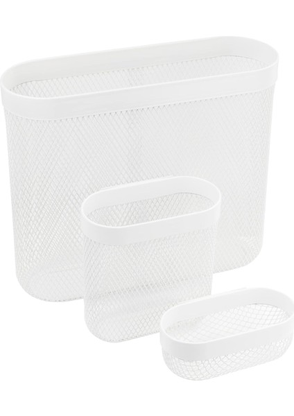 Skadıs Hasır Saklama Sepetleri (Skadıs Peg Board'a Uyar), Beyaz, Çelik, 505.177.60 - 3'lü Paket, 24X21X9 cm