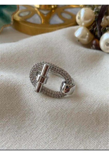 Silver Zirkon Taşlı Kilit Tasarım Yüzük Gümüş Renk Çelik fırsatları