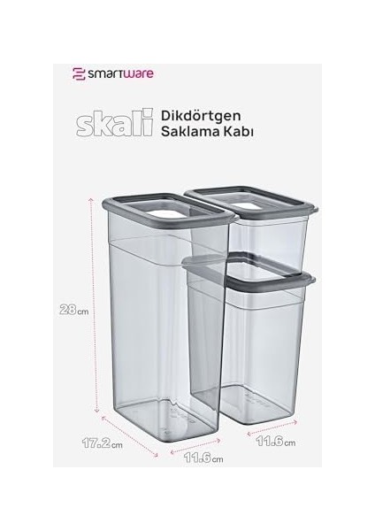4'lü Set Skali Dikdörtgen Saklama Kabı (4'şer Adet 1210 Ml, 2350 Ml, 3500 Ml) fiyatları