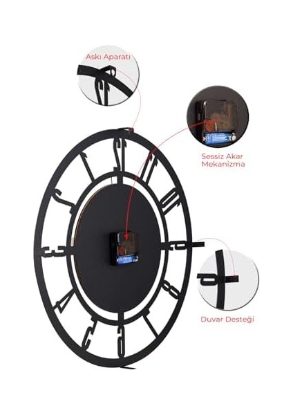41 cm Metal Malzeme Akarsaniye Sessiz Mekanizma Dekoratif Duvar Saati fiyatları