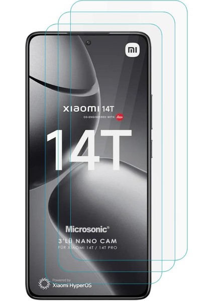 14T Screen Protector Glass Cam Ekran (3`lü Paket) [14T ile Uyumlu Ekran - Şeffaf]