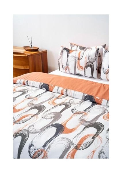 Soyut Kahve Çift Kişilik Nevresim Takımı Pamuklu modelleri