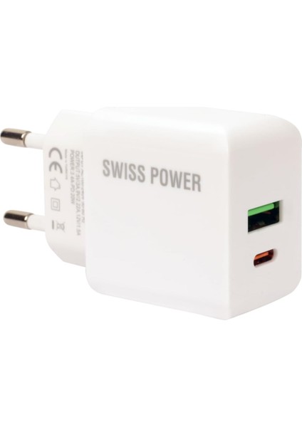 Power 3A Pd/qc Hızlı Şarj Başlık Çift Giriş Sws-C1 - Beyaz