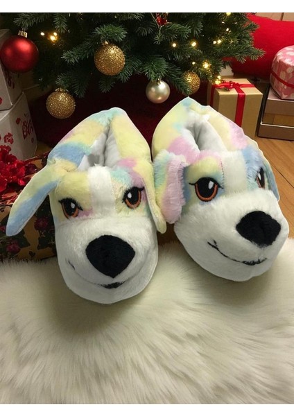 Sevimli Köpek Figürlü Peluş Panduf Yumuşak Puf Hayvanlı Panduf fiyatları