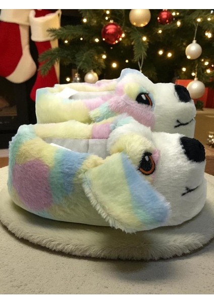 Sevimli Köpek Figürlü Peluş Panduf Yumuşak Puf Hayvanlı Panduf fırsatları