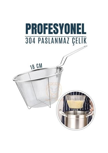 Hsnet Kızartma Süzgeci Patates Kızartma Filtresi 304 Paslanmaz Çelik Mink Design