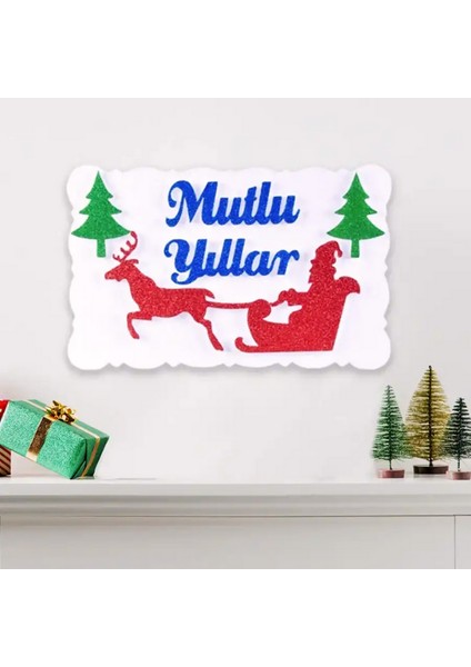 Yılbaşı Dekoru Mutlu Yıllar Geyikli Strafor Dekor Süs