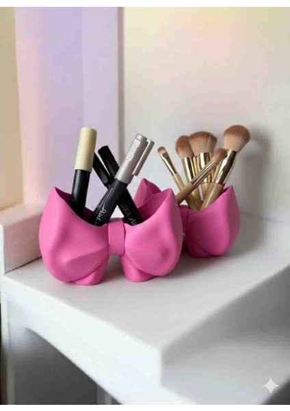 Fiyonk Makyaj Fırça Organizeri | 3D Baskı Dekoratif Makyaj Malzemesi Saklama Kutusu | Brush Holder fırsatları