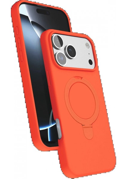 Apple iPhone 17 Pro Regal Magsafe Standlı Kapak - Turuncu