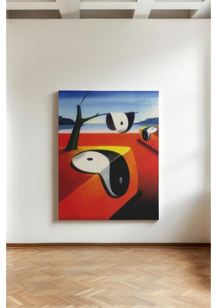 Eriyen Zaman ve Yin-Yang - Kanvas Tablo - Sürrealist Çöl Manzarası Modern Duvar Dekoru