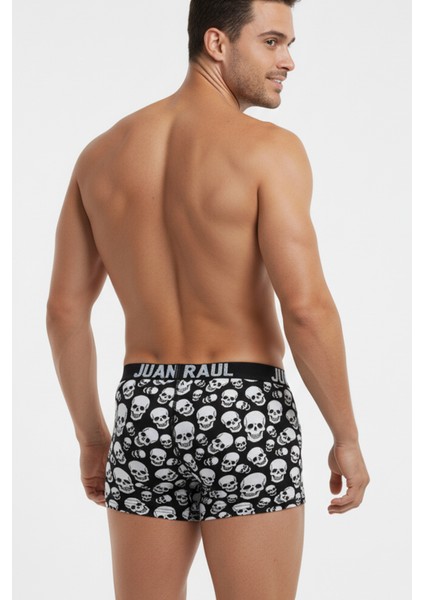 Erkek Siyah Kuru Kafa Desenli Boxer – Pamuk & Likralı Özel Tasarım Boxer 2603113 modelleri