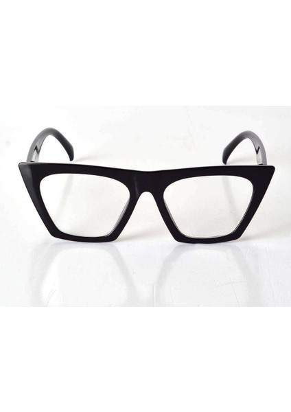 Siyah Çerçeveli Şeffaf Cam Unisex Stil Gözlük