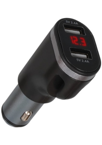 12 24V 2 USB 5V-2.4A Araç Çakmaklık Şarj Aleti + Dijital Ekranlı Voltaj Akü Sağlık Analizi Cihazı