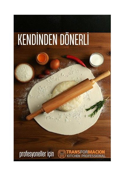 Hsnet Dönerli Ahşap Merdane Hamur Açma Merdanesi - Mutfak Merdanesi