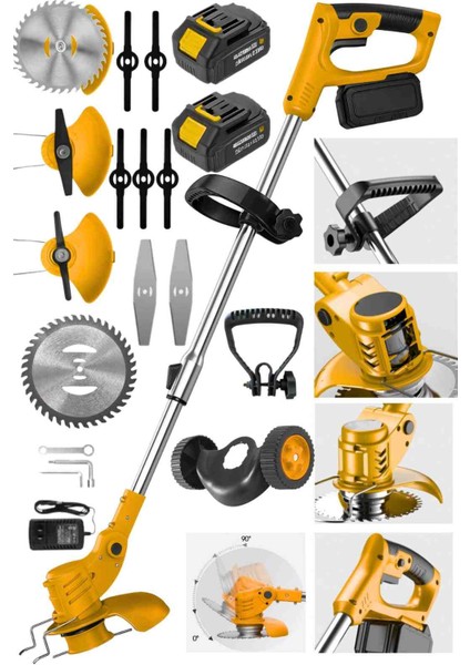 S 21 V 5 Ah Çift Akülü Tekerlekli Ot Çim Çalı Biçme Kesme Makinesi Tırpanı Akülü Tırpan fiyatları