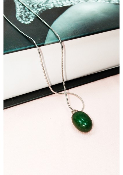 Aventurin Doğal Taşı Zincirli El Yapımı Kolye Uç: 2 cm Zincir: 20 cm Kutulu fırsatları