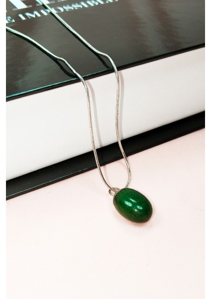 Aventurin Doğal Taşı Zincirli El Yapımı Kolye Uç: 2 cm Zincir: 20 cm Kutulu indirimleri