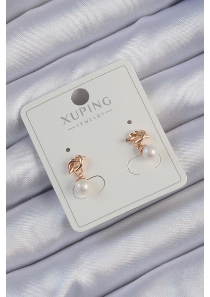 Xuping Rose Renk İnci Taşlı Düğüm Küpe - TJ-BKP9397