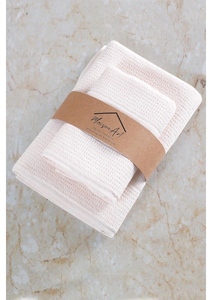 Tekstil | 50X90-70X140 cm 2'li Havlu SETI,%100 Pamuklu Havlu Takımı Krem