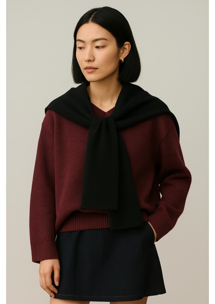 Kare Parçalı Patchwork Atkı - Spor Triko Örme Omuz Atkısı | Unisex Boho Şal - Atkı