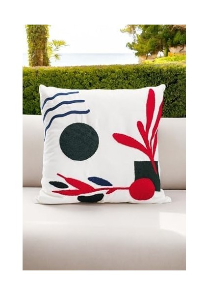 45X45 Özel Tasarım Panç Süzene Desen Dekoratif Kırlent Kılıfı Modern Beyaz 60 modelleri