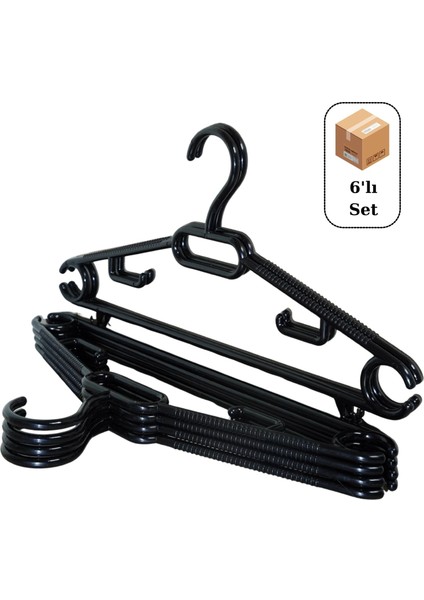 6 Adet Plastik Organizer Askı, Plastik Askı, Elbise Askısı, Kıyafet Askısı, Kancalı Askı