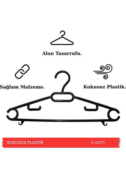 6 Adet Plastik Organizer Askı, Plastik Askı, Elbise Askısı, Kıyafet Askısı, Kancalı Askı modelleri