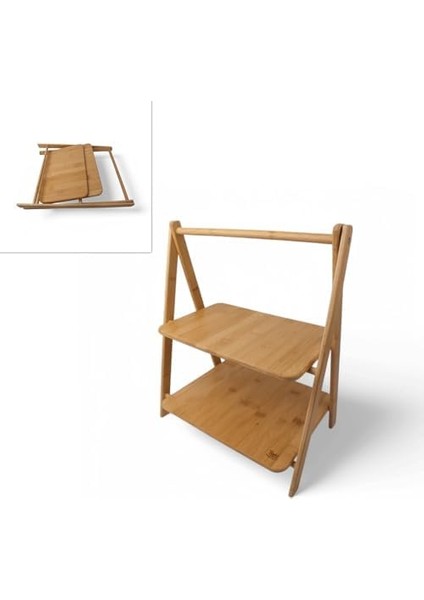 2 Katlı Dikdörtgen Bambu Servis Sunum Seti Büyük Boy, Kuru Pasta, Kurabiye ve Kek Sunumları Için Büyük Boy (38CM-30CM-22.5CM) modelleri