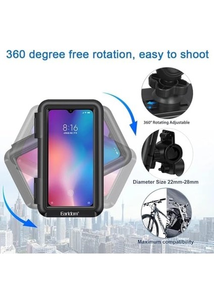 EH-139 Motosiklet Telefon Tutucu Ayna Tipi Su Geçirmez Dokunmatik Dikiz Aynası 4,7-7 Inç Bisiklet Motor fiyatları