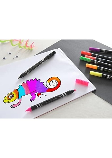 Çift Uçlu Neon Keçeli, 10 Renk, ve Kalın Uçlu, Dayanıklı Parlak Renkler, Su Bazlı Mürekkep modelleri