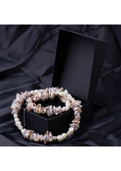 İnci ve Sedef Doğal Taş Kadın Kolye – Zarafet, Huzur ve Feminen Işıltı Kolyesi indirimleri