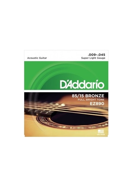 Daddarıo Akustik Gitar Tel Seti, 85/15 Bronze, Super Lıght G