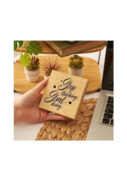 Start Doing Motivasyon Mesajlı Mini Ahşap Blok fiyatları