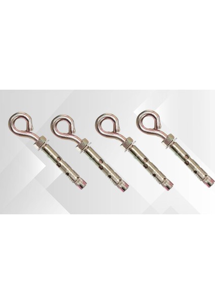 Kancalı Dübel Seti, Kapalı Ağız, 10 cm Uzunluk, Paslanmaz Çelik, 4 Adet, Salıncak ve Tavan Montaj Aparatı