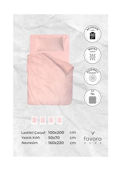 Vega Pamuklu Ranforce Çarşaflı Tek Kişilik Nevresim Takımı - Pudra fiyatları