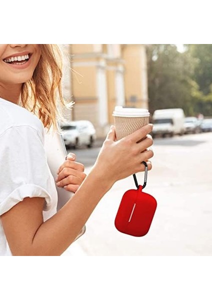 Pro 1.nesil ile Uyumlu Kılıf, Tam Yumuşak Silikon Kılıf, Pro Için Tasarlanmış Kapak Kılıfı, Anahtarlıklı Kablosuz ve Kablolu Şarj Özellikli Kılıfı, Kırmızı modelleri