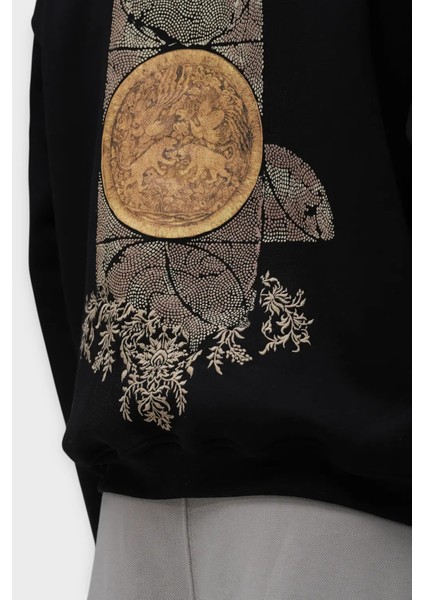 Realistic Oversize Hoodie - Şardonlu %100 Pamuk - Siyah fiyatları