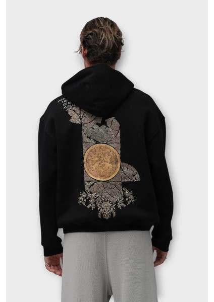 Realistic Oversize Hoodie - Şardonlu %100 Pamuk - Siyah modelleri