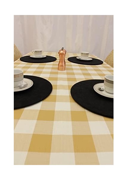 Renk Kare Desenli Full Akrilik Dokuma Masa Örtüsü 150X220 cm modelleri