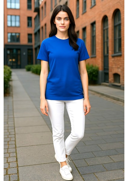 Unisex Bisiklet Yaka Regular Fit Basic % 100 Pamuk T-Shirt