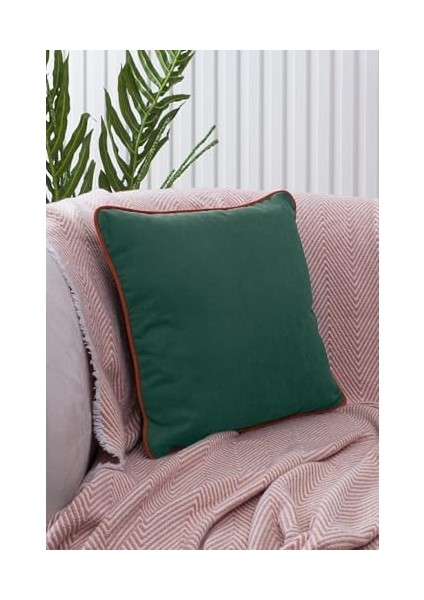 Renk Seçenekli Turuncu Biyeli Yeşil Kırlent Kılıfı Dekoratif Düz Sade Panoroma Panbiy Yeşil Turuncu 45X45 modelleri