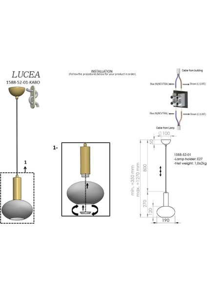 Kado Tekli Lak Avize 1XE27 modelleri