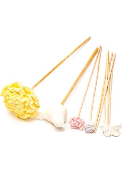Karışık Çiçek ve Kuş Taşlı 10'lu Bambu Kamış Seti