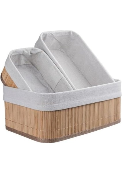 3'lü Bambu Sepet Seti: Çok Amaçlı Ekmek Sepeti ve Mutfak Organizeri (Dikdörtgen) modelleri