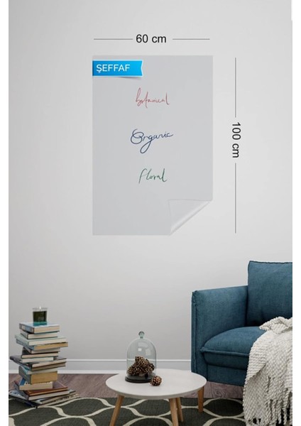 Tanıtım Şeffaf, 2 Adet Yapışkansız Tutunan, Statik, Inovatif, Pratik Yazı Tahtası, Elektrostatik Kağıt (Centimeters, 60 x 100)